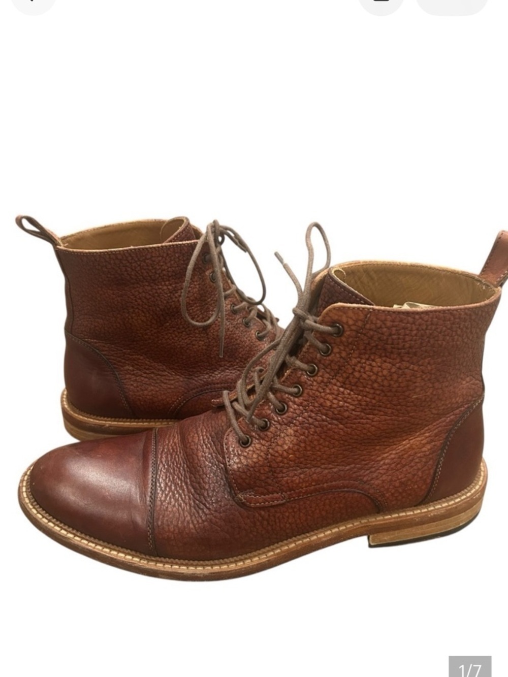 Taft Rome brown pebbled leather ankle boots size 41 mens US 8 lace up chukka